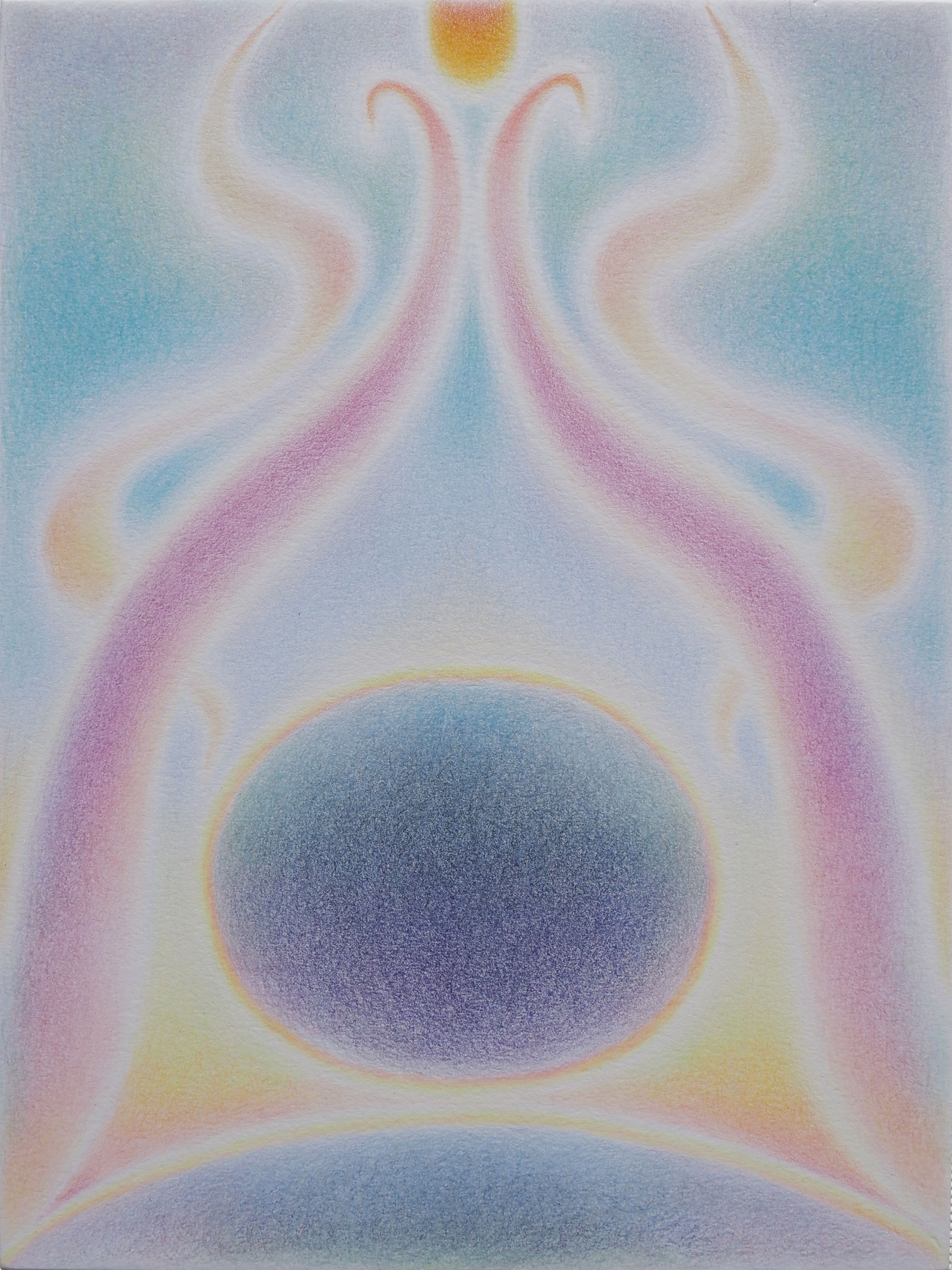 Sun is Setting, Color pencil on paper mount on board, 2023