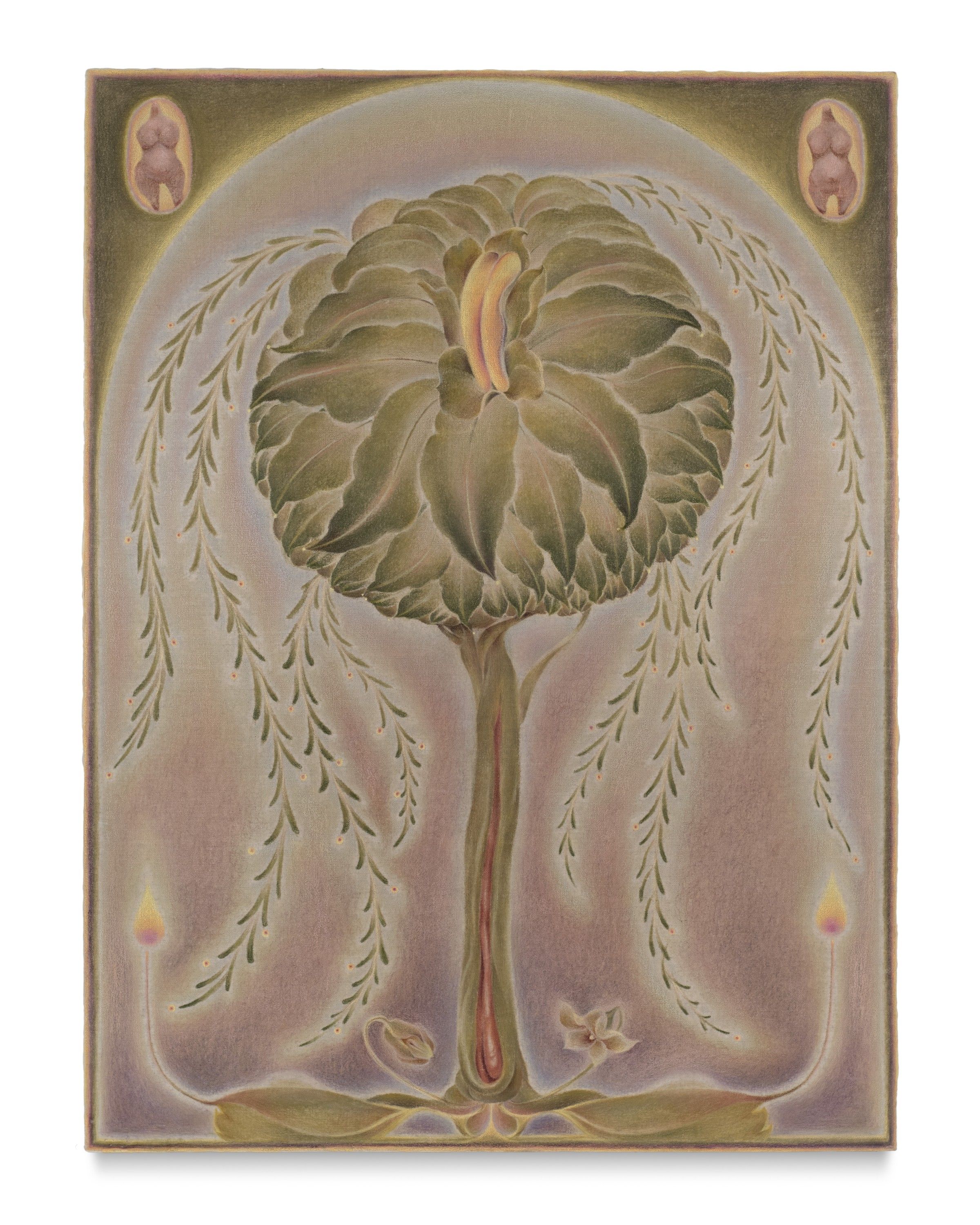 Portrait I, Oil and color pencil on linen over panel, 2025