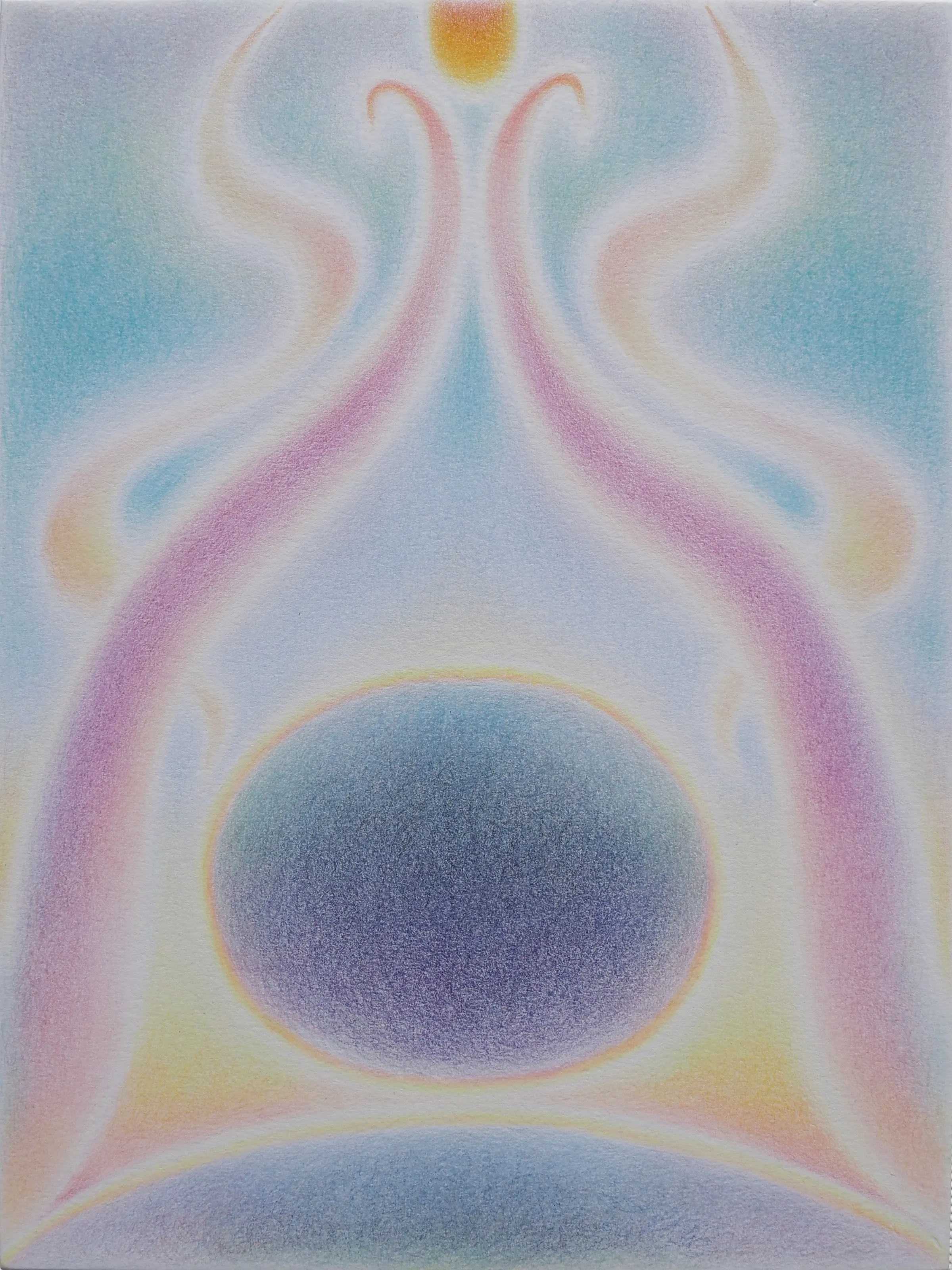 Sun is Setting, Color pencil on paper mount on board, 2023