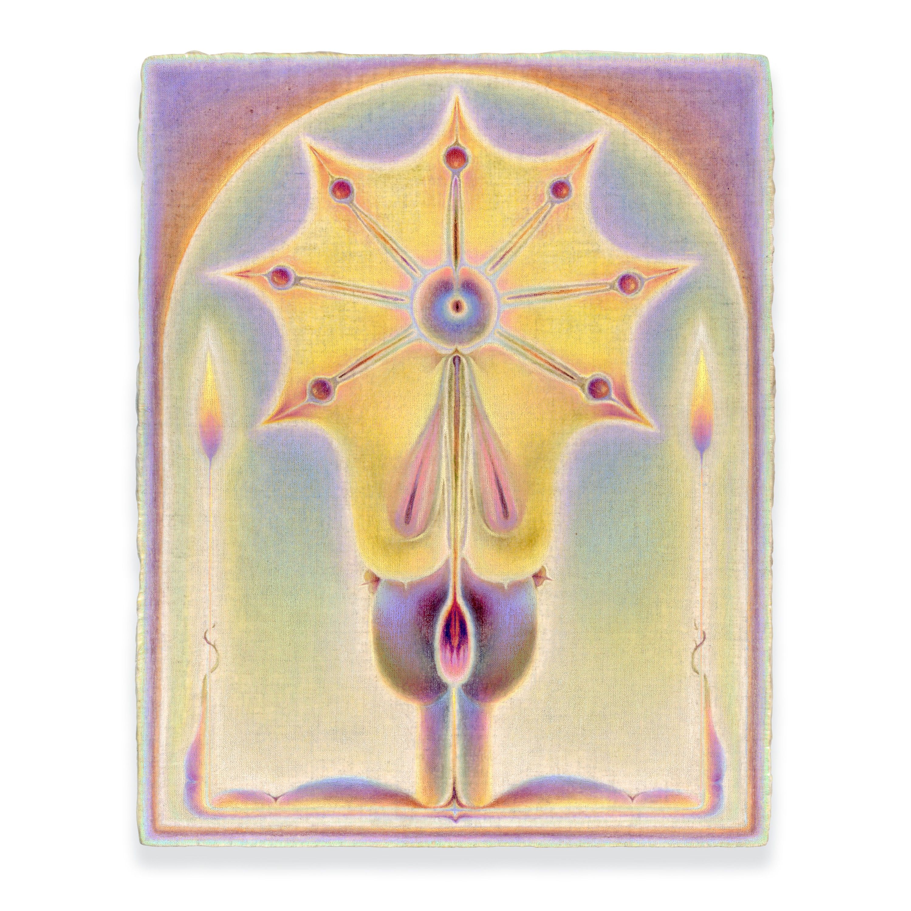 The First Day of The Lunar Month I, Oil and color pencil on linen over panel, 2025