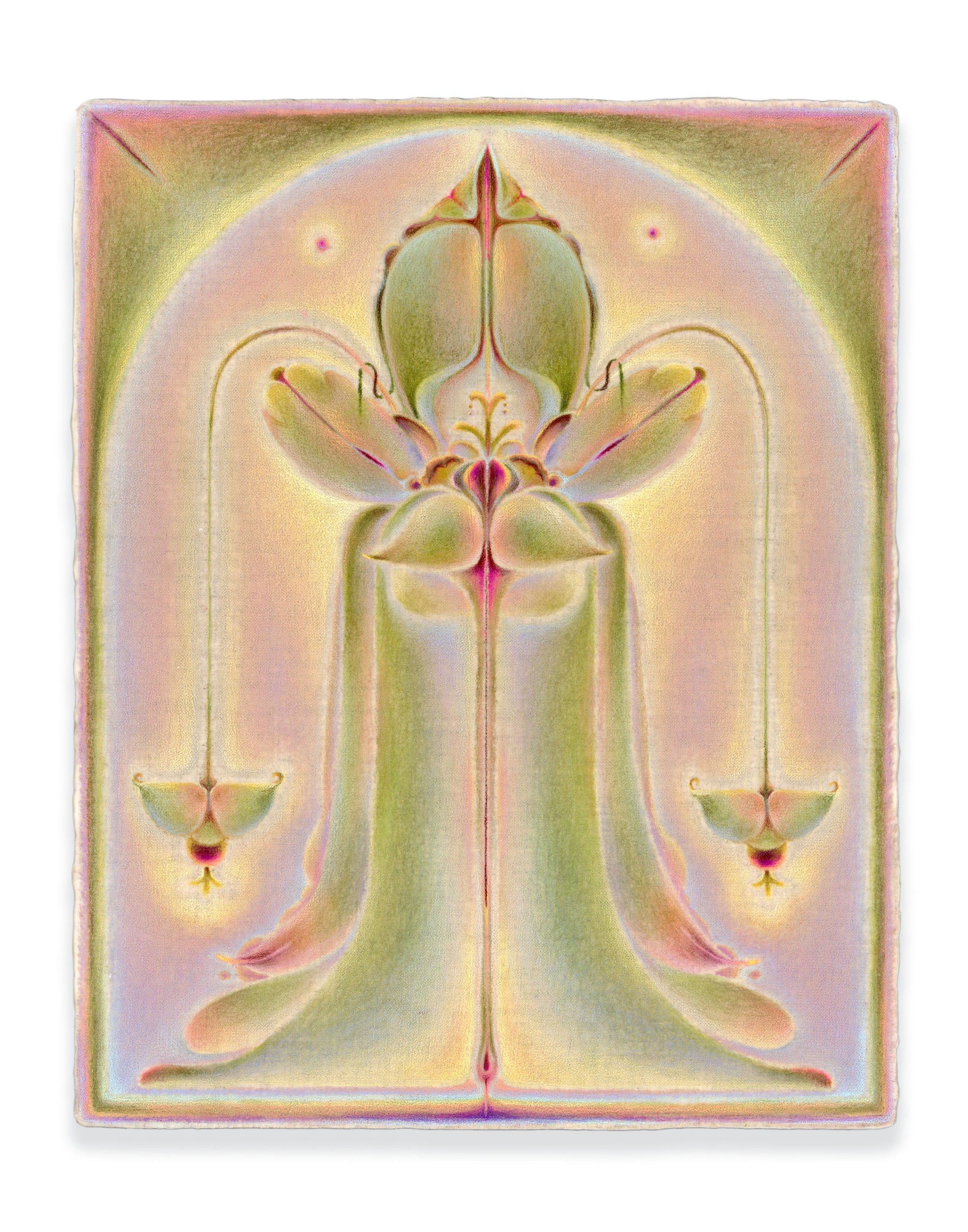 The First Day of The Lunar Month III, Oil and color pencil on linen over panel, 2025