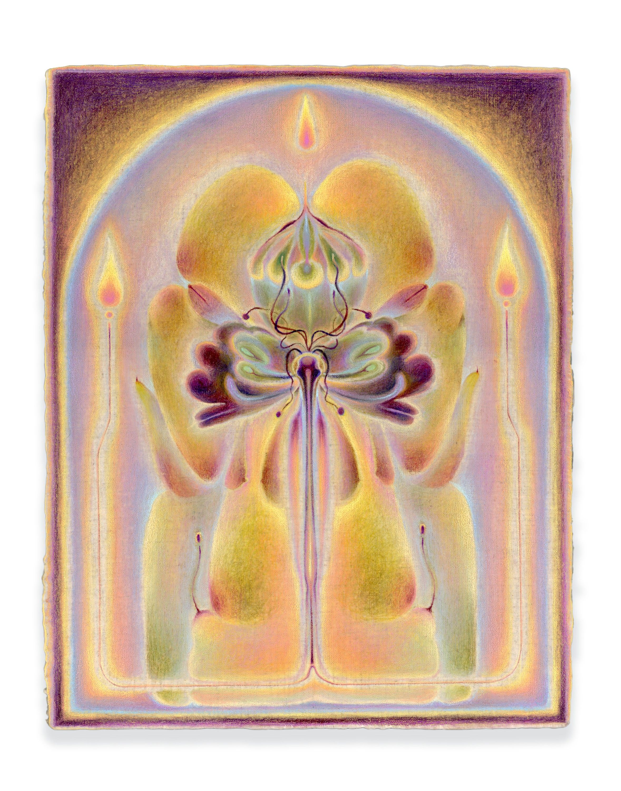 The First Day of The Lunar Month IV, Oil and color pencil on linen over panel, 2025